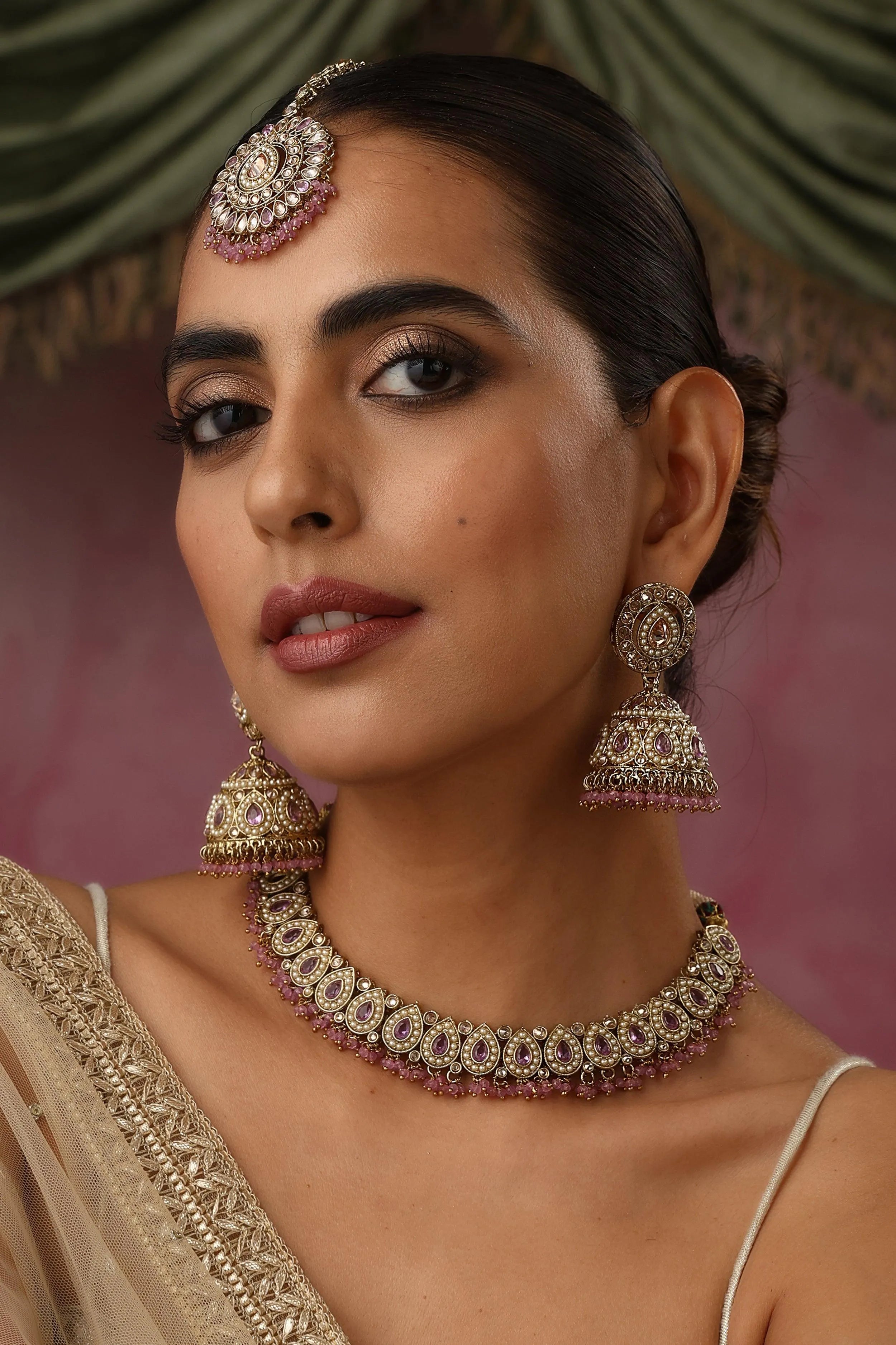 Simi Purple Polki Necklace