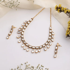 Uncut Polki Antique Necklace with Earrings