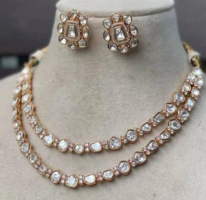 Uncut Polki Rose Gold Necklace