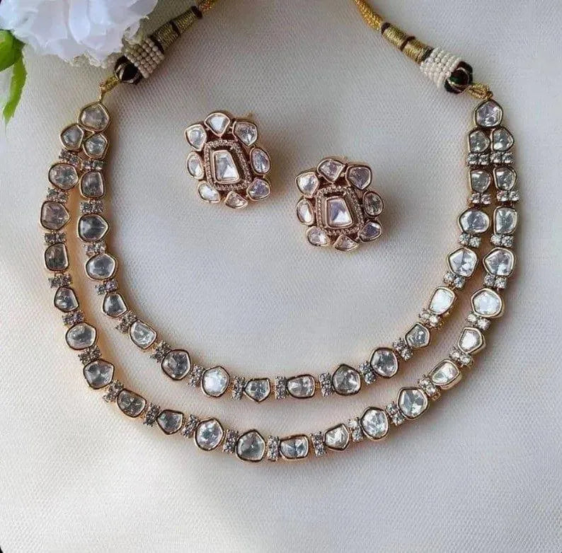 Uncut Polki Rose Gold Necklace