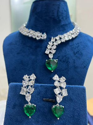Zaria Emerald Baguette Collar Set