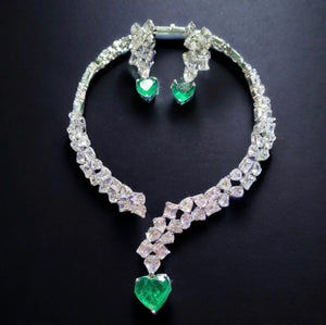Zaria Emerald Baguette Collar Set