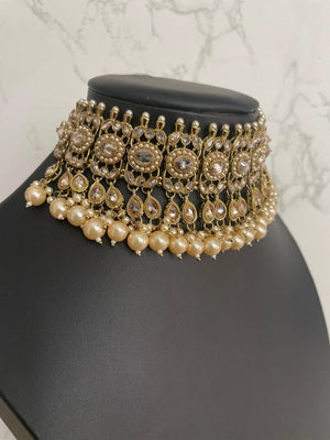 Zia Antique Gold Polki Choker with chaandbali