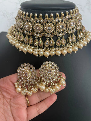 Zia Antique Gold Polki Choker with chaandbali