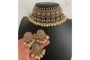 Zia Antique Gold Polki Choker with chaandbali