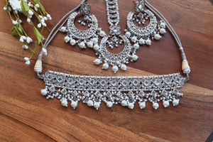 Ziva Silver Polki Choker