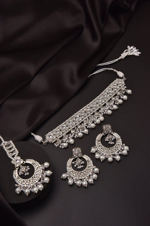 Ziva Silver Polki Choker