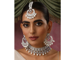 Ziva Silver Polki Choker