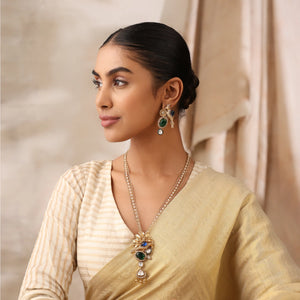 Neelima Long Emerald Pendant Set