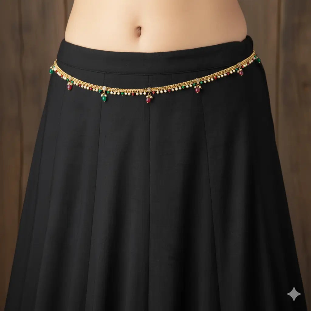 Pearl Waist Chain (Kamarbandh) – Gold Waist Belt for Saree & Lehenga