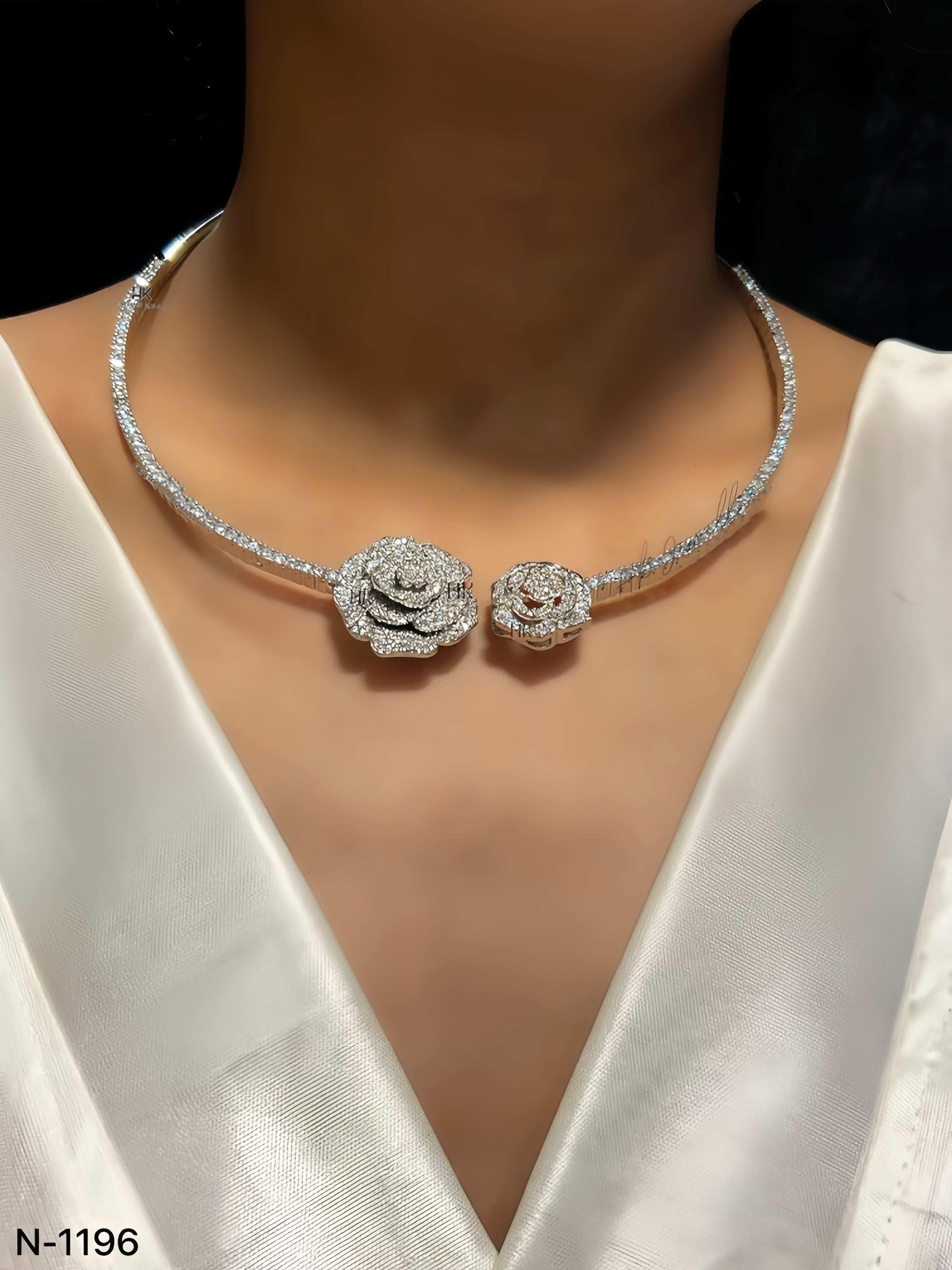 Pre Order Rose Silver Collar Necklace Set (3 weeks)
