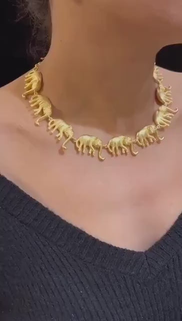 Pre Order Elephant Gold Necklace / Indian Necklace/ Indian Jewelry/ Indian Gold Necklace/ Indian Wedding Necklace/ Indian Choker