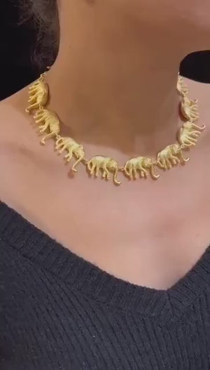 Pre Order Elephant Gold Necklace / Indian Necklace/ Indian Jewelry/ Indian Gold Necklace/ Indian Wedding Necklace/ Indian Choker