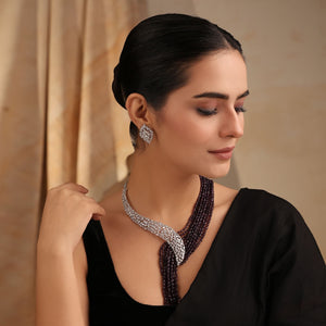 Purple Lariat Set with Earrings