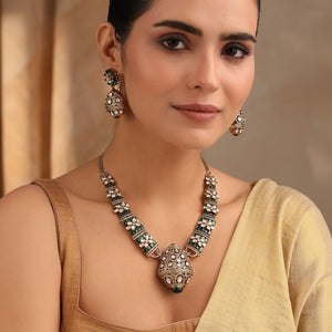 Rajvansh Emerald Polki Necklace with Jhumka Earrings