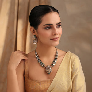 Rajvansh Emerald Polki Necklace with Jhumka Earrings