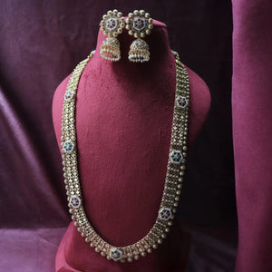 Rajwada Long Meenakari Kundan Necklace Set with Jhumkas – Gold & Multicolor