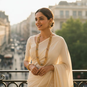 Rajwada Long Meenakari Kundan Necklace Set with Jhumkas – Gold & Multicolor