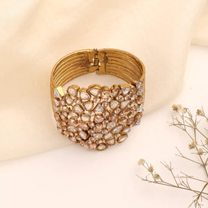 Riva Champagne Polki Statement Cuff Bracelet