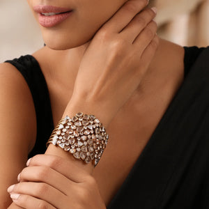 Riva Champagne Polki Statement Cuff Bracelet