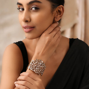 Riva Champagne Polki Statement Cuff Bracelet