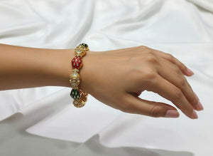 Ruby Green Fine Kundan Bangle Pair