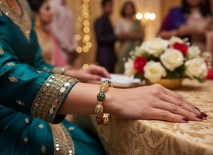 Ruby Green Fine Kundan Bangle Pair