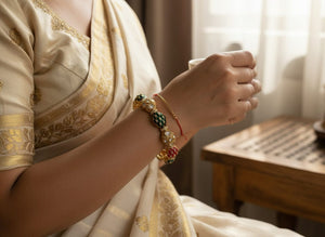 Ruby Green Fine Kundan Bangle Pair