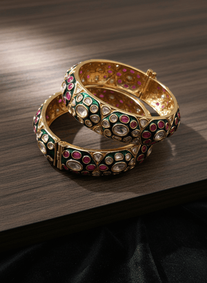 Ruby Green Uncut Polki Kadas