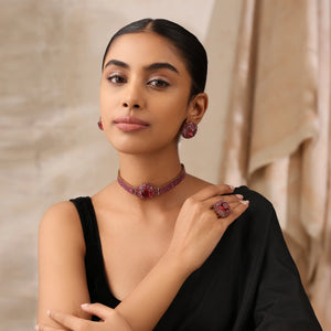 Ruby Royale Choker Set with Ring