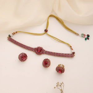 Ruby Royale Choker Set with Ring
