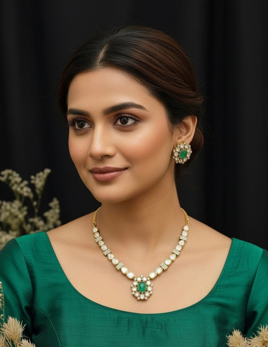 Ruhani Mint Kundan Necklace Set