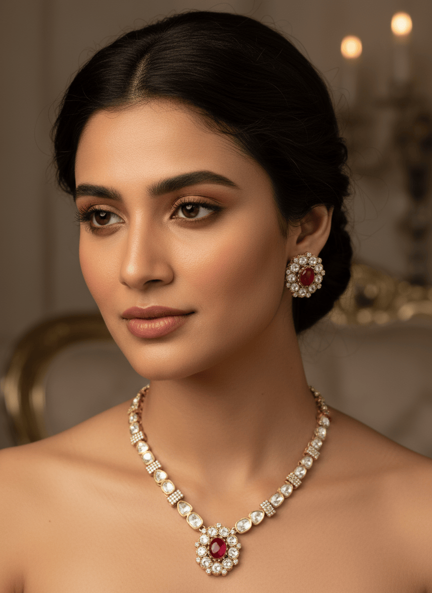 Ruhani Ruby Kundan Necklace Set