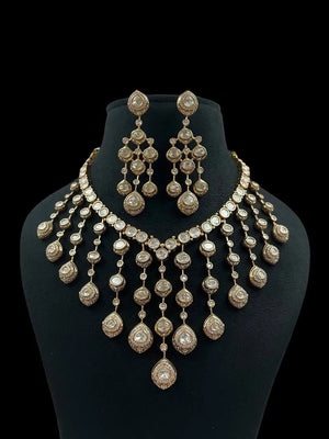 Serayah Uncut Mosonite Cascade Necklace Set