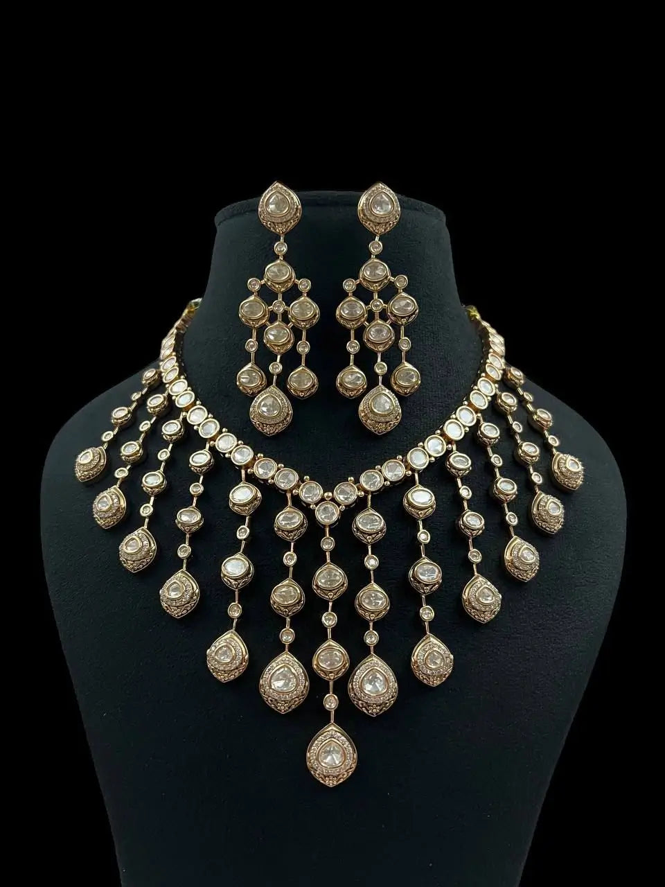 Serayah Uncut Mosonite Cascade Necklace Set