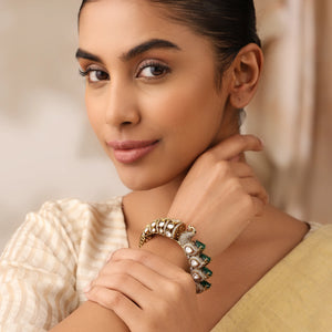Sitara Emerald Polki Openable Kada Bracelet