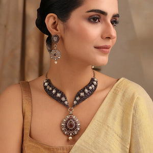 Vamika Purple Necklace Set with Earrings
