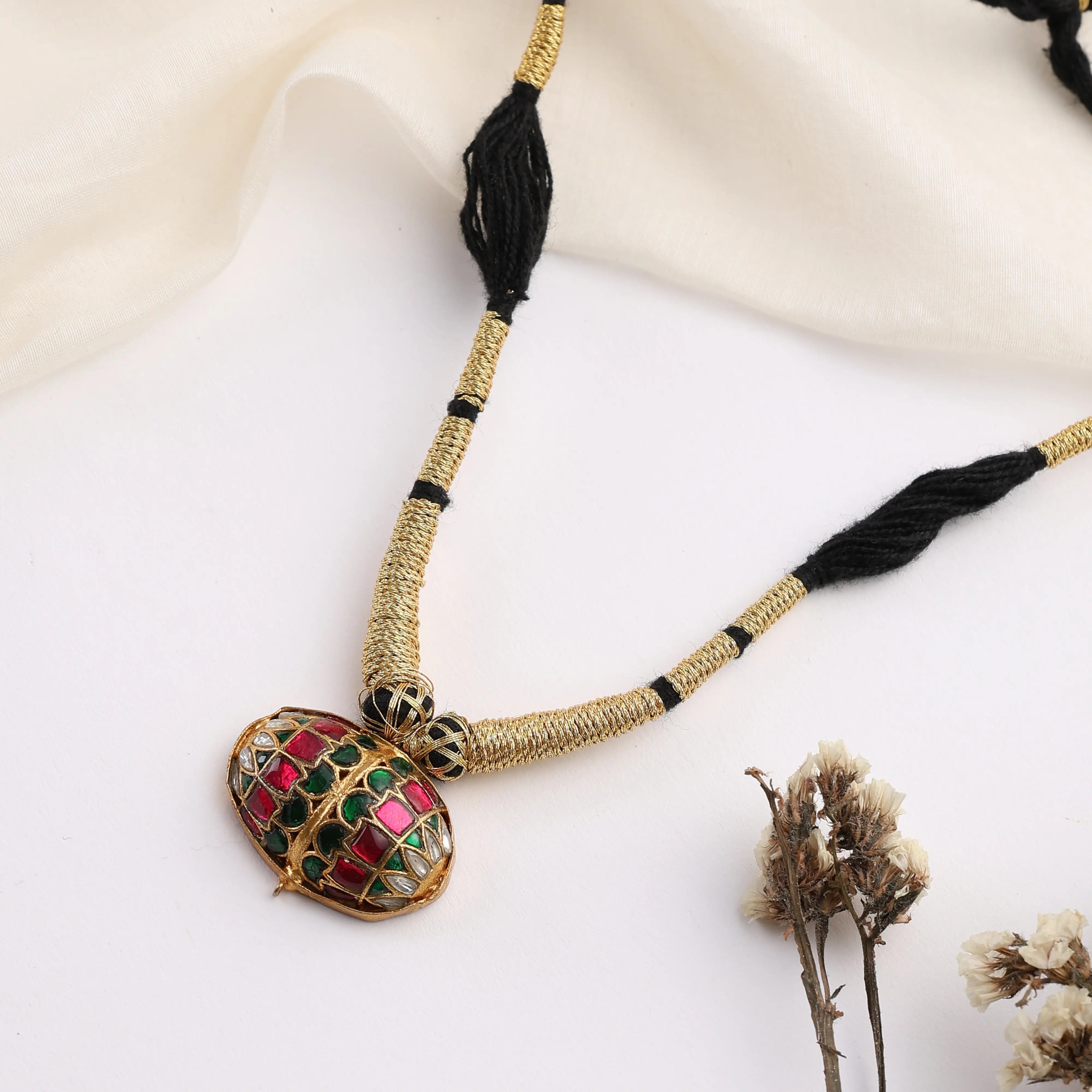 Zaraa Black-Thread Stone Necklace