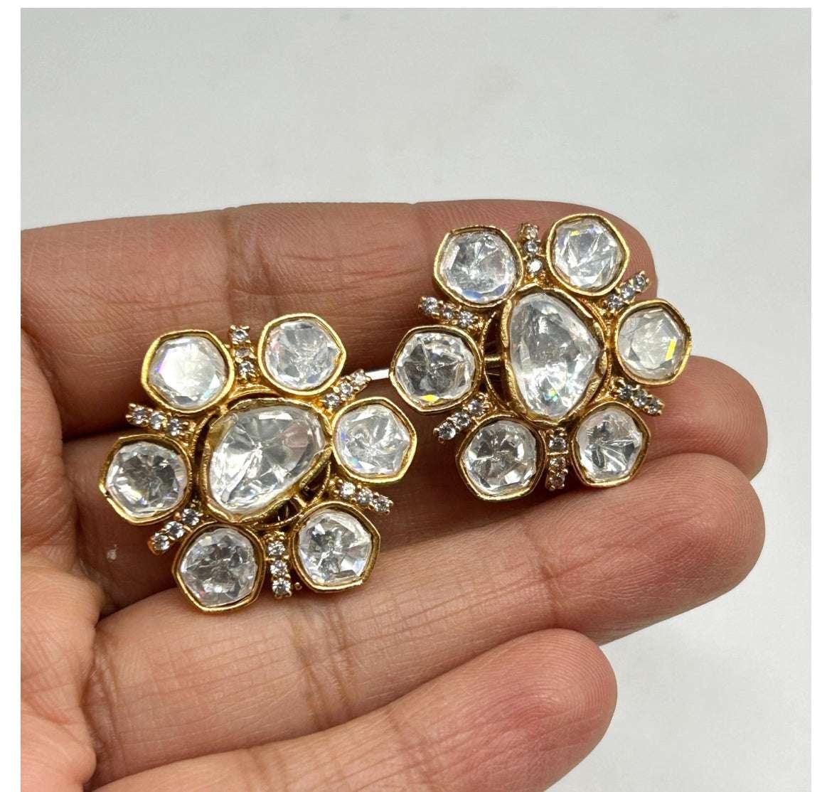 Uncut Polki Studs