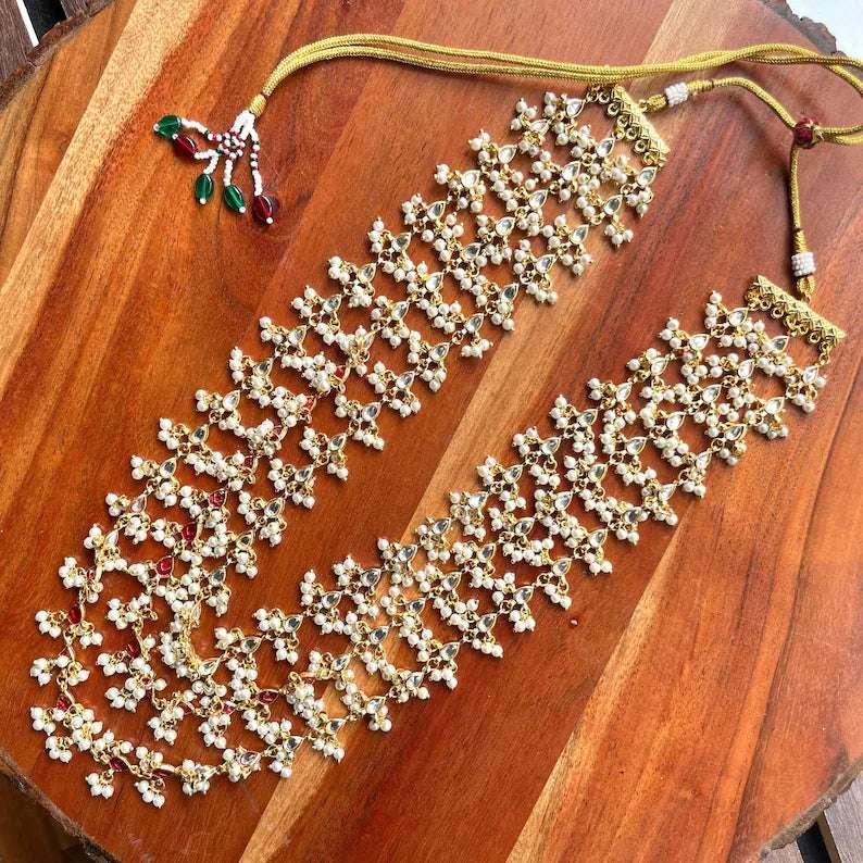 Kundan 3 Layer  Pearl Mala