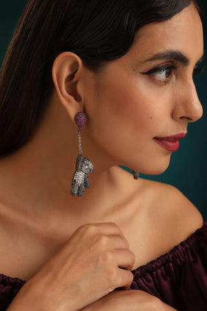 Pave Black Teddy Earrings