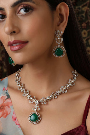 Emerald Uncut Polki Delicate Set