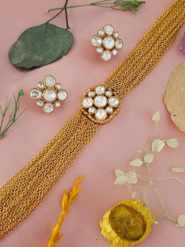 Gold Chain Mossonite Choker
