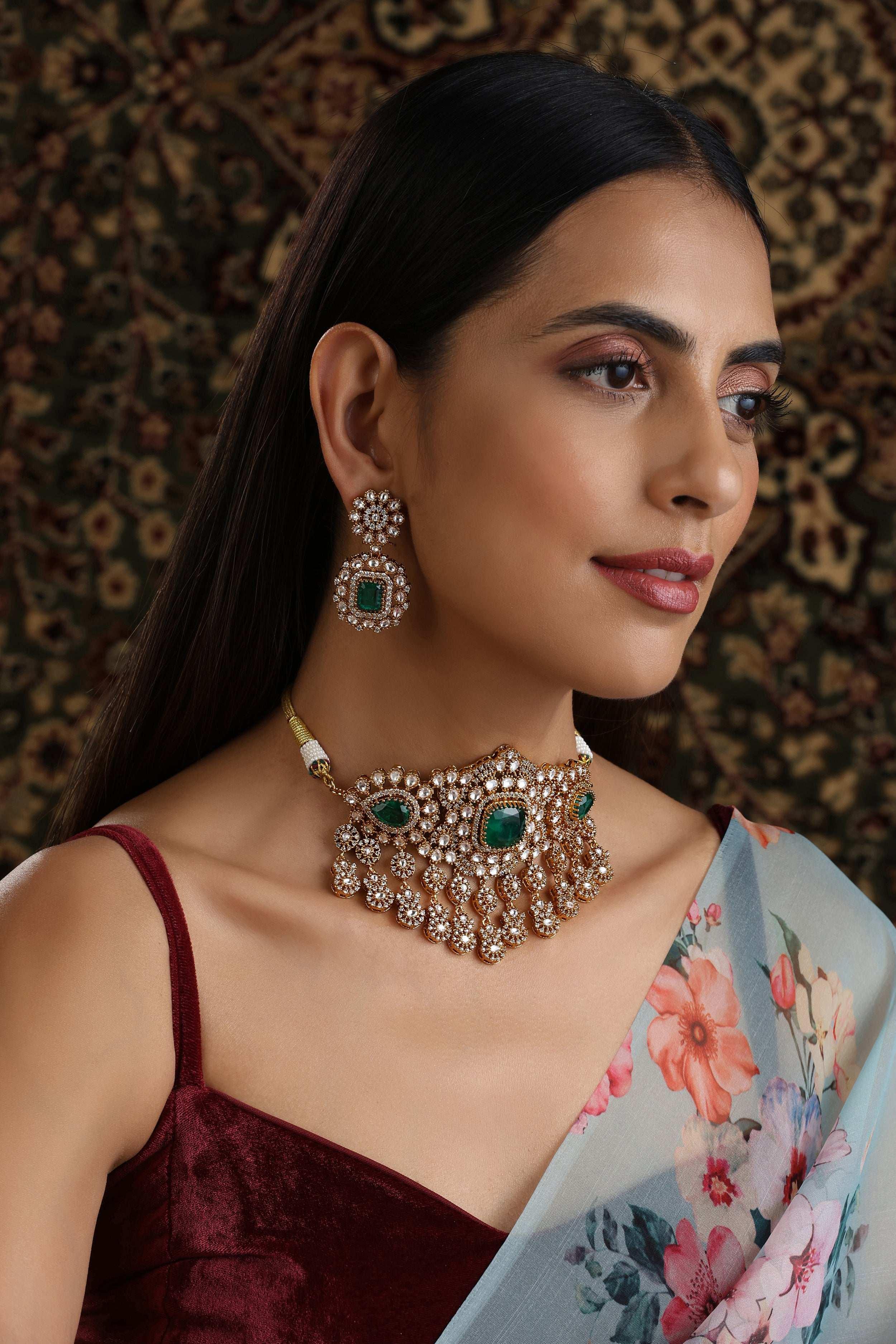Emerald Doublet Sabhyasachi Victorian Choker
