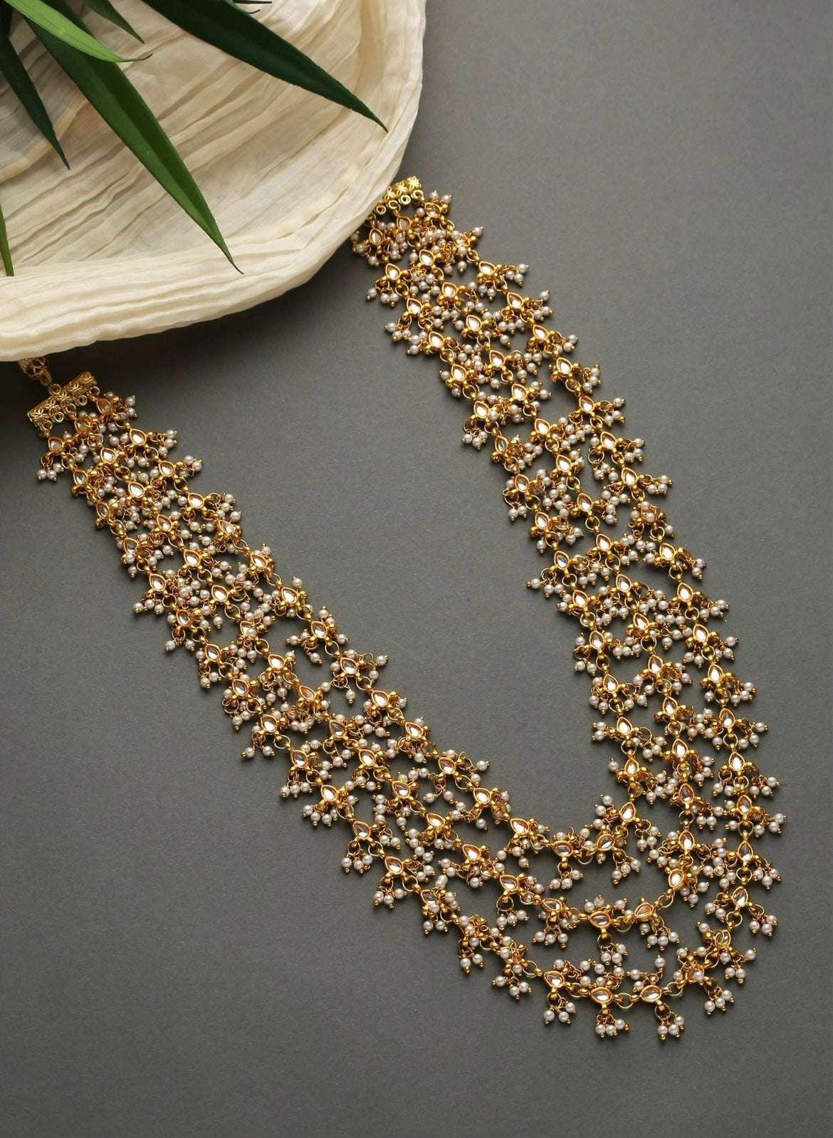 Kundan 3 Layer  Pearl Mala