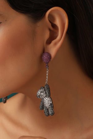 Pave Black Teddy Earrings