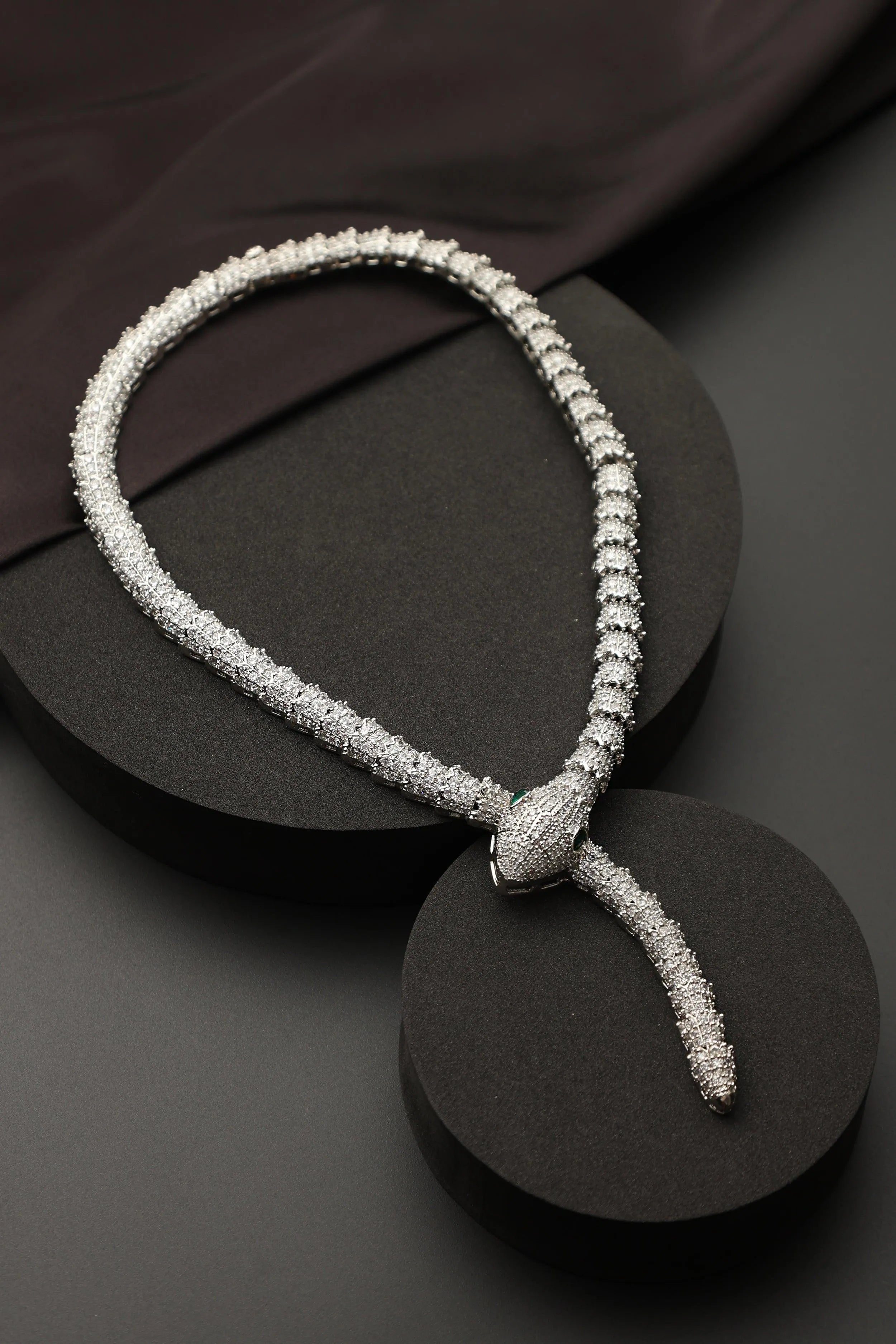 Designer Silver Snake Necklace