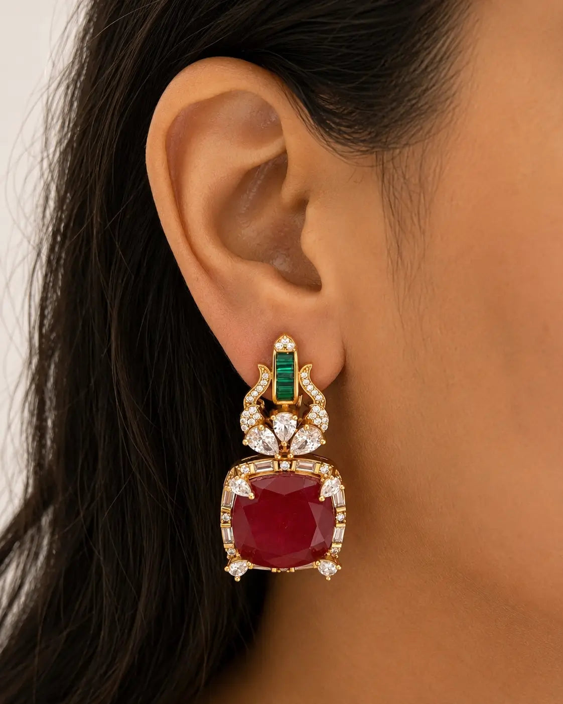 Ruby Zoya Long  Necklace Set (Necklace + Earrings)