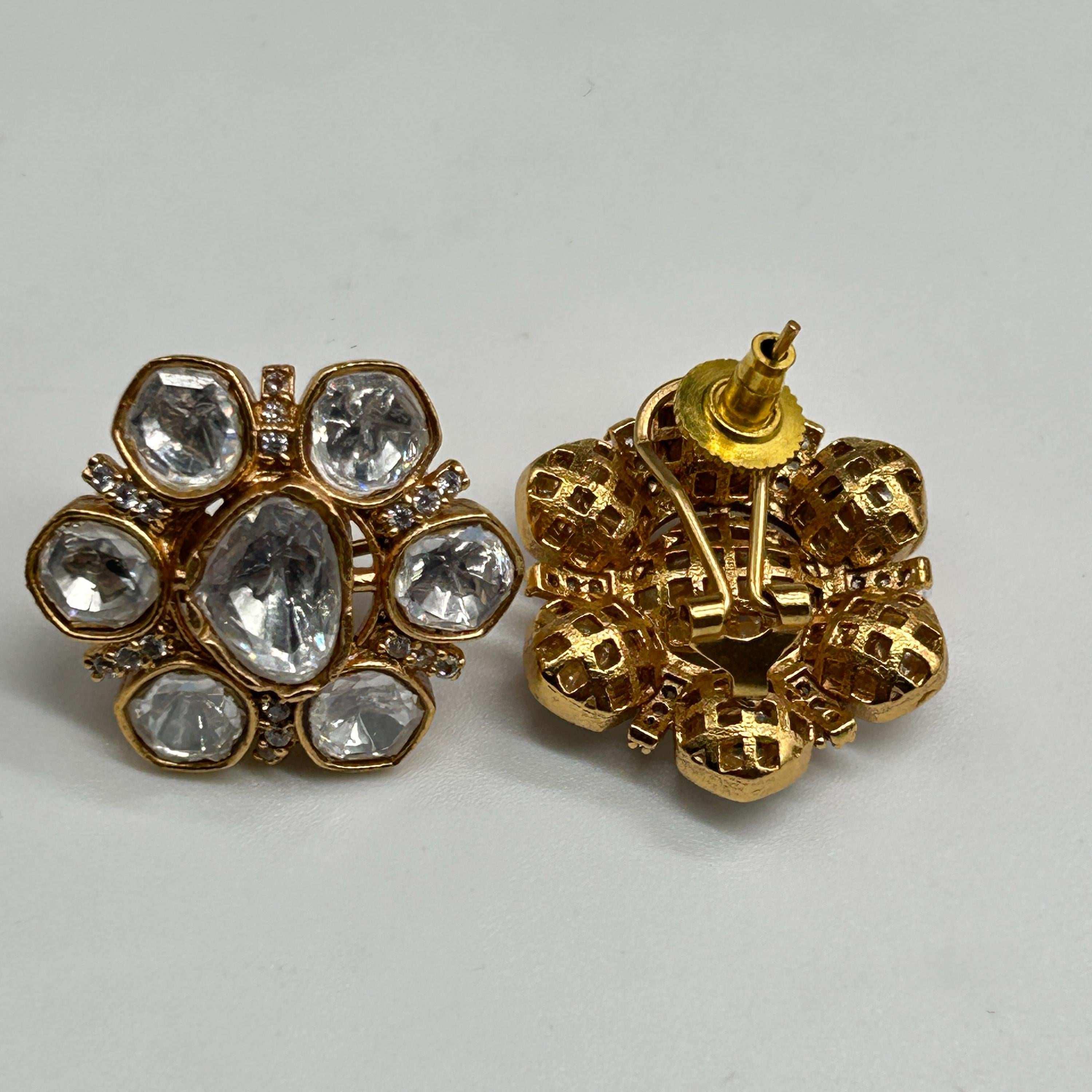 Uncut Polki Studs