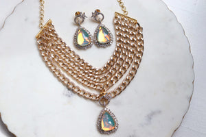 Trisha Fire Stone Gold Chain Set